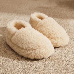 Merino vilnos balti aulinukai - šlepetės DEBESĖLIS, WoolLando