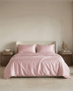 Premium satino patalynės užvalkalų komplektas RAUSVAS