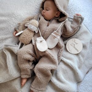 Vaikiškas ėriukų vilnos rusvas kombinezonas, Zaffiro