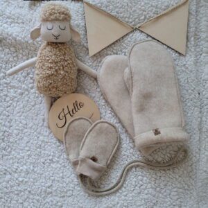 Zaffiro kumštinės vaikiškos ėriukų vilnos pirštinės su virvele