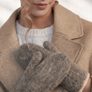 Kumštinės rudos 100 proc. šuns vilnos pirštinės, WoolLando