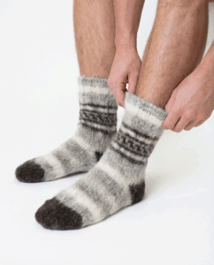 Veltos 100 proc. Sibiro Haskio šuns vilnos margos kojinės, WoolLando