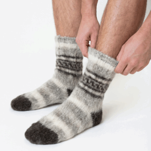 Veltos 100 proc. Sibiro Haskio šuns vilnos margos kojinės, WoolLando