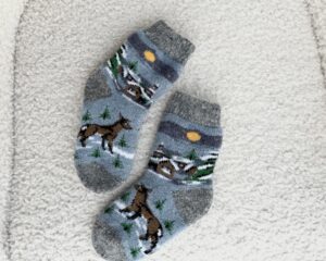 Vaikiškos merino vilnos kojinės LAPĖ NAMELYJE