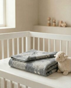 Vaikiškas vilnonis pilkas pledukas AVYTĖ