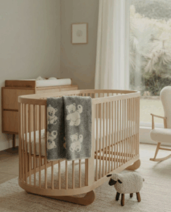 Vaikiškas vilnonis pilkas pledukas MEŠKUTIS