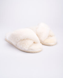 WoolLando 100% natūralaus kailio kryžiuotos šlepetės