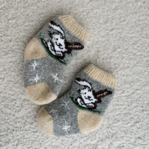 Vaikiškos merino vilnos kojinės RUDAS KIŠKIS, WoolLando