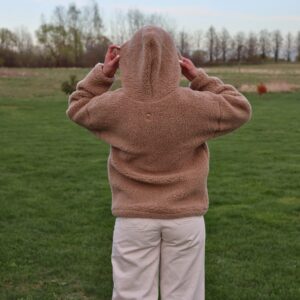 Rusva ėriukų vilnos moteriška striukė su gobtuvu zoya, Zaffiro