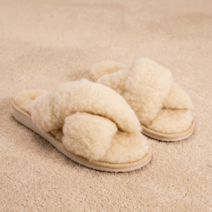 Merino vilnos baltos atviros šlepetės UNA, WoolLando