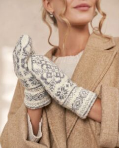 Kumštinės moteriškos merino vilnos baltos pirštinės COCO, WoolLando