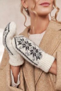 Kumštinės moteriškos merino vilnos baltos pirštinės SPEIGAS, WoolLando