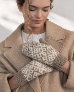 Kumštinės moteriškos merino vilnos baltos pirštinės COCO, WoolLando