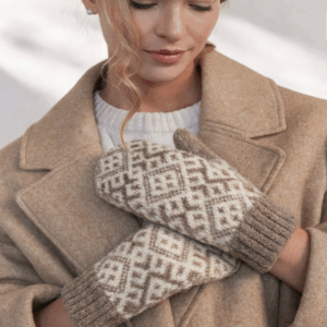 Kumštinės moteriškos merino vilnos baltos pirštinės COCO, WoolLando