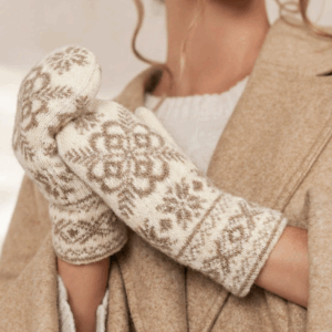 Kumštinės moteriškos merino vilnos baltos pirštinės MILKY, WoolLando