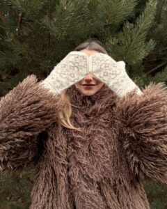 Kumštinės moteriškos merino vilnos baltos pirštinės MILKY