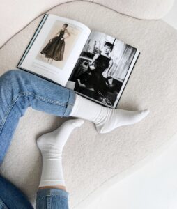 Prabangios merino vilnos kojinės, baltos