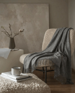 Naujosios Zelandijos avies vilnos pledas GREY, WoolLando