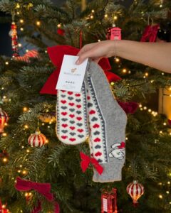 Natūralios merino vilnos kojinių ir pirštinių komplektas LOVELY