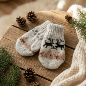 Kumštinės vaikiškos vilnonės pirštinės RUDOLFAS, WoolLando