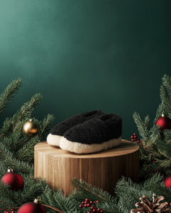 WOOLLAND natūralios merino vilnos aulinukai - šlepetės TAMSA