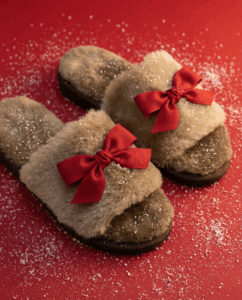 WoolLando moteriškos natūralaus kailio rudos atviros šlepetės