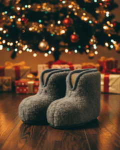 WoolLando natūralios merino vilnos aulinukai - šlepetės PILKIS