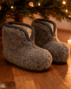 WoolLando natūralios merino vilnos aulinukai - šlepetės ŠERKŠNAS