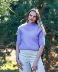 Kid moheros vilnos megztinis PURPLE