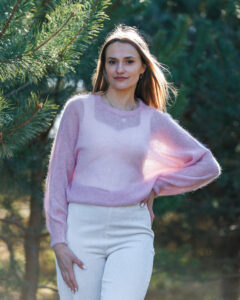 Kid moheros vilnos megztinis ROSE PINK