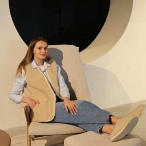 Merino vilnos kreminė liemenė VILĖ "unisex", WoolLando