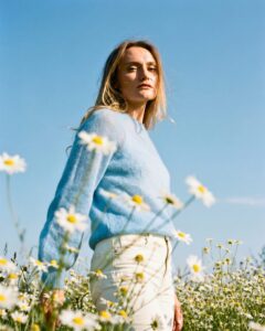 Kid moheros vilnos megztinis BABY BLUE