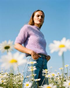 Kid moheros vilnos megztinis PURPLE