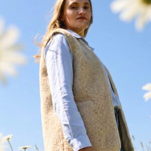 Merino vilnos kreminė liemenė VILĖ "unisex", WoolLando