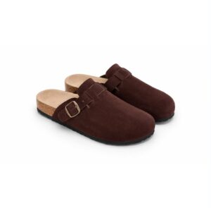Natūralios odos tamsiai rudos šlepetės / sandalai, WoolLando UNISEX