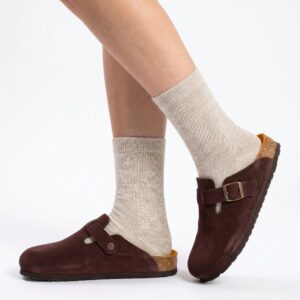 Natūralios odos tamsiai rudos šlepetės / sandalai, WoolLando UNISEX