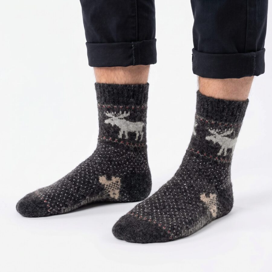 Merino vilnos kojinės WHITE DEER, WoolLando